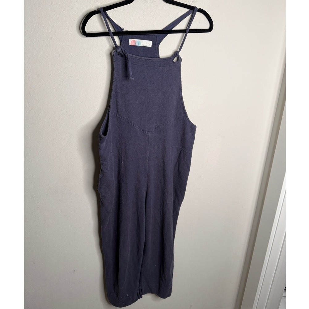 Free People Beach Women's Small Navy Cotton‎ Knit Jumpsuit Casual Boho